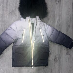 Fashion Nova Kids Gradient Puffer Jacket - Black and Gray